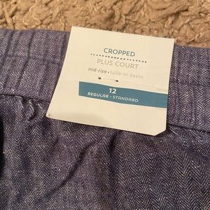 old navy pants women’s size 12 blue linen cotton cropped lightweight pants